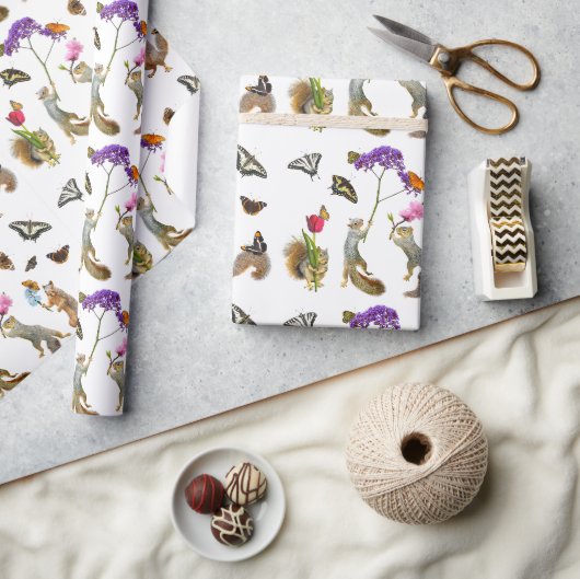 Eekhoorns met vlinders inpakpapier (Crafts)