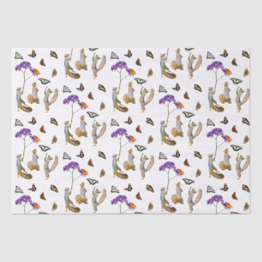 Eekhoorns met vlinders Tissue Paper Tissuepapier (Voorkant)