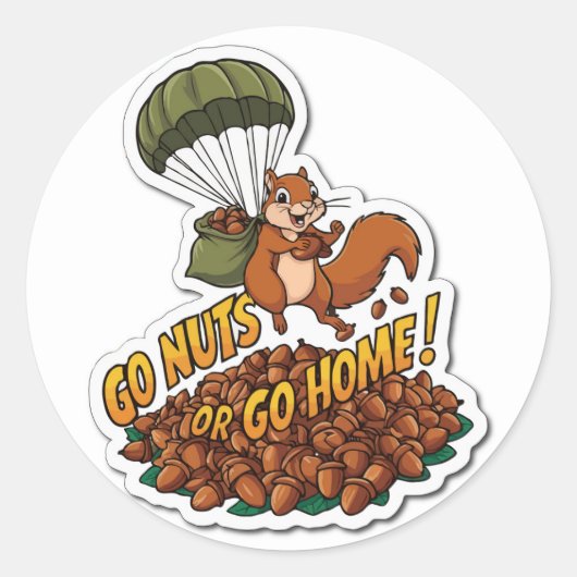 Eekhoorn's Nutty Adventure - Acorn Skydiving Ronde Sticker (Voorkant)