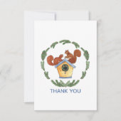 Eekhoorns op Birdhouse Holiday Bedankkaart (Voorkant)