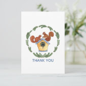 Eekhoorns op Birdhouse Holiday Bedankkaart (Staand voorkant)