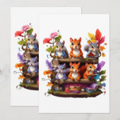 Eekhoorns op een houten boekenplank kaart (Voorkant / Achterkant)