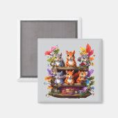 Eekhoorns op een houten boekenplank magneet (Voorkant / Achterkant)