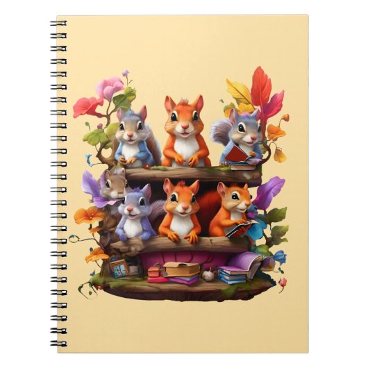 Eekhoorns op een houten boekenplank notitieboek (Voorkant)