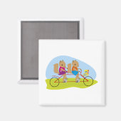 Eekhoorns op een tandem fiets magneet (Voorkant / Achterkant)