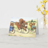 Eekhoorns op fietsen kaart (Gele Bloem)