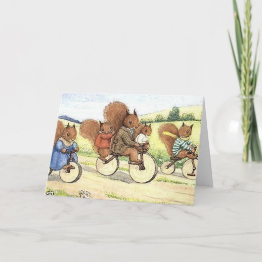 Eekhoorns op fietsen kaart (Voorkant)