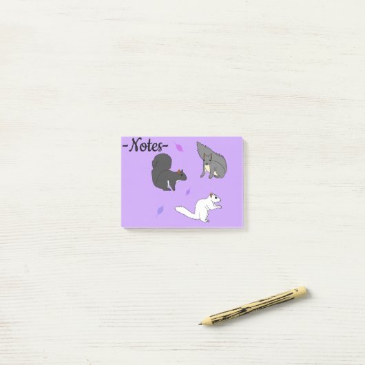 Eekhoorns Paars Post-it® Notes (Op bureau)