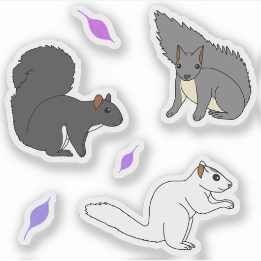 Eekhoorns Paarse bladeren Sticker (Voorkant)