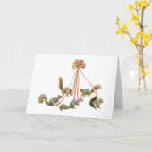 Eekhoorns rond Maypole Kaart (Gele Bloem)