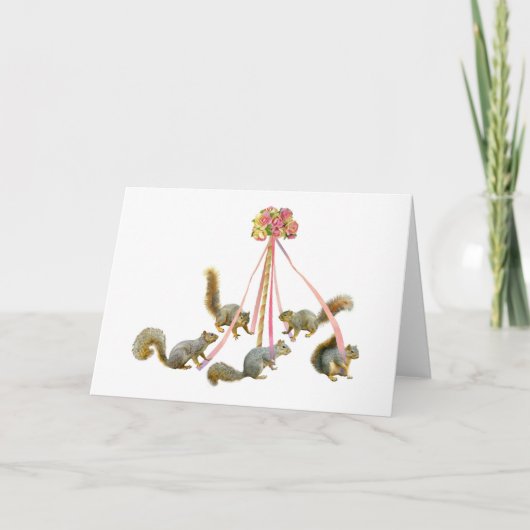 Eekhoorns rond Maypole Kaart (Voorkant)