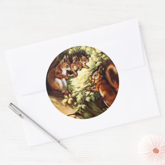  eekhoorns ronde sticker (Envelop)