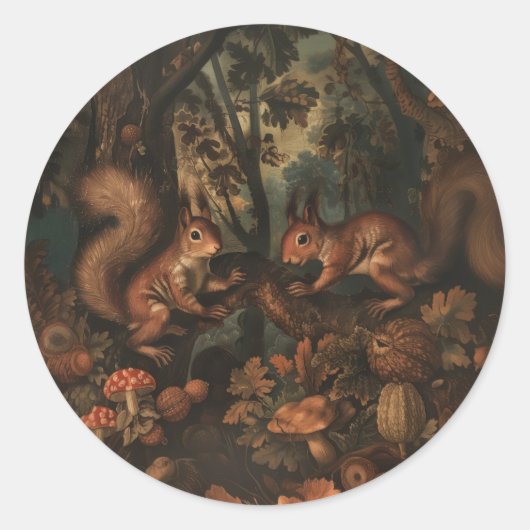 Eekhoorns - Ronde Stickers voor Stationery (Voorkant)