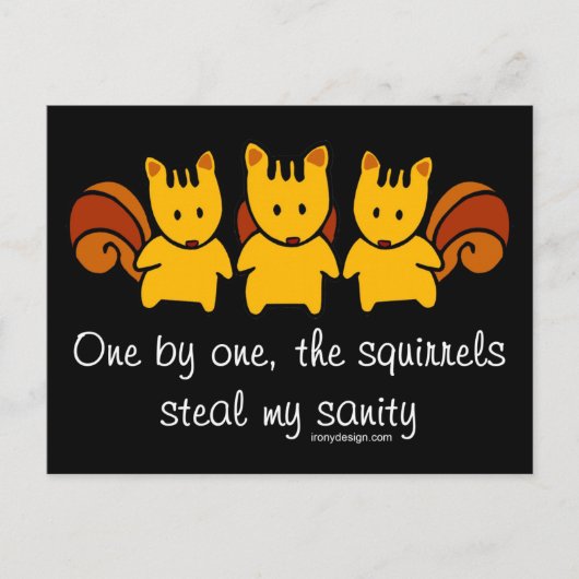 Eekhoorns stelen mijn gezondheid briefkaart (Voorkant)