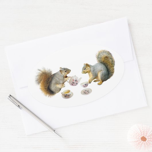 Eekhoorns Tea Party Sticker (Envelop)