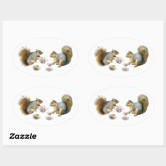Eekhoorns Tea Party Sticker (Vel)