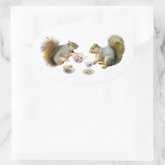 Eekhoorns Tea Party Sticker (Tas)