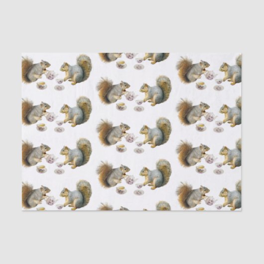 Eekhoorns Tea Party Tissue Papier (Voorkant)