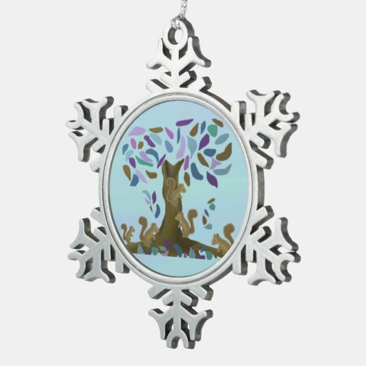 Eekhoorns Treehouse Snowflake Ornament (Rechts)
