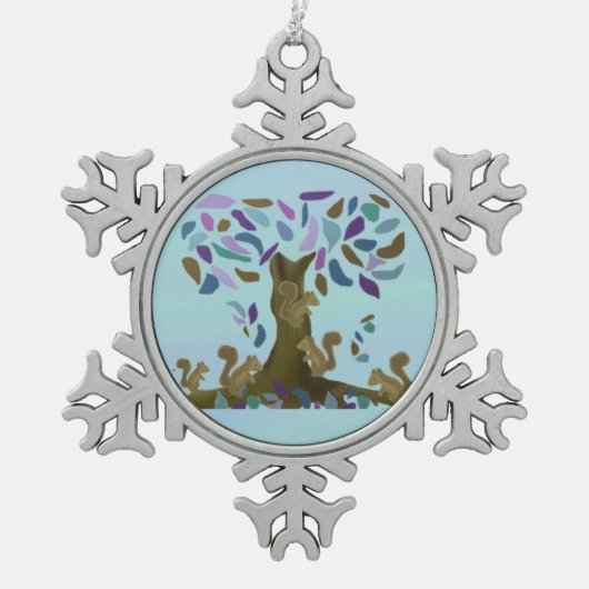 Eekhoorns Treehouse Snowflake Ornament (Voorkant)
