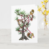 Eekhoorns versieren de kerstboom Kaart (Gele Bloem)