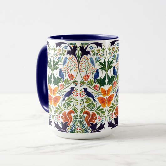 Eekhoorns Vogels & Vlinders Patroon Mok (Voorkant links)
