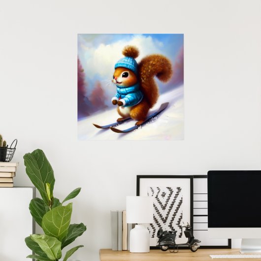 Eekhoornskiën Poster (Thuiskantoor)