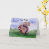 Eekhoornstudie Verjaardag Kaart (Gele Bloem)