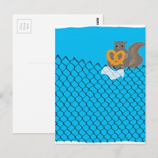 Eekhoorntjes die pretzel eten briefkaart (Voorkant / Achterkant)