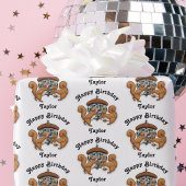 Eekhoorntjes Disco Happy Birthday Name Cadeaupapier
