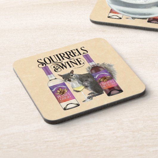 Eekhoorntjes en wijn - Funny Squirrel Lover en Win Bier Onderzetter (Linkerzijde)