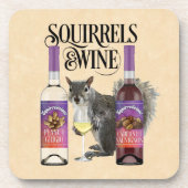 Eekhoorntjes en wijn - Funny Squirrel Lover en Win Bier Onderzetter (Voorkant)
