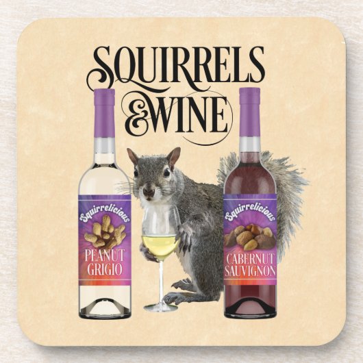 Eekhoorntjes en wijn - Funny Squirrel Lover en Win Bier Onderzetter (Voorkant)