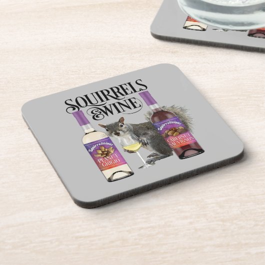Eekhoorntjes en wijn - Funny Squirrel Lover en Win Bier Onderzetter (Linkerzijde)