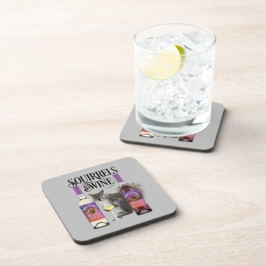 Eekhoorntjes en wijn - Funny Squirrel Lover en Win Bier Onderzetter (Rechterzijde)