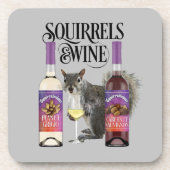Eekhoorntjes en wijn - Funny Squirrel Lover en Win Bier Onderzetter (Voorkant)
