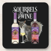 Eekhoorntjes en wijn - Funny Squirrel Lover en Win Bier Onderzetter (Voorkant)
