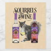 Eekhoorntjes en wijn - Funny Squirrel Lover en Win Etiket (Enkel label)