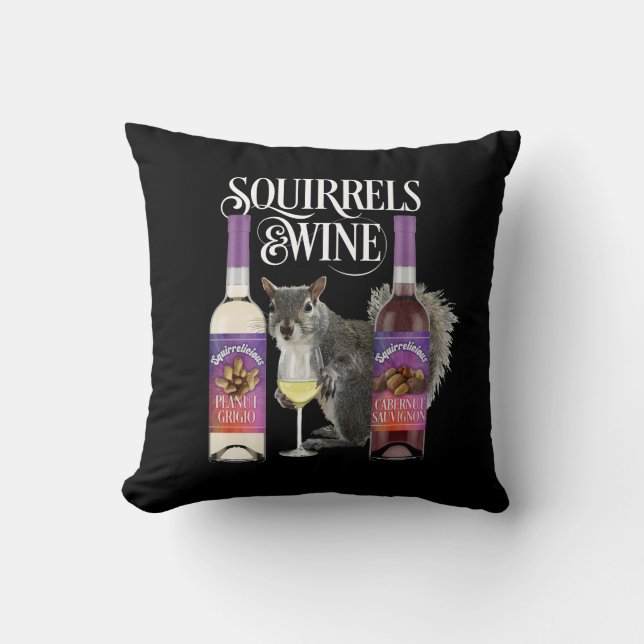 Eekhoorntjes en wijn - Funny Squirrel Lover en Win Kussen (Voorkant)