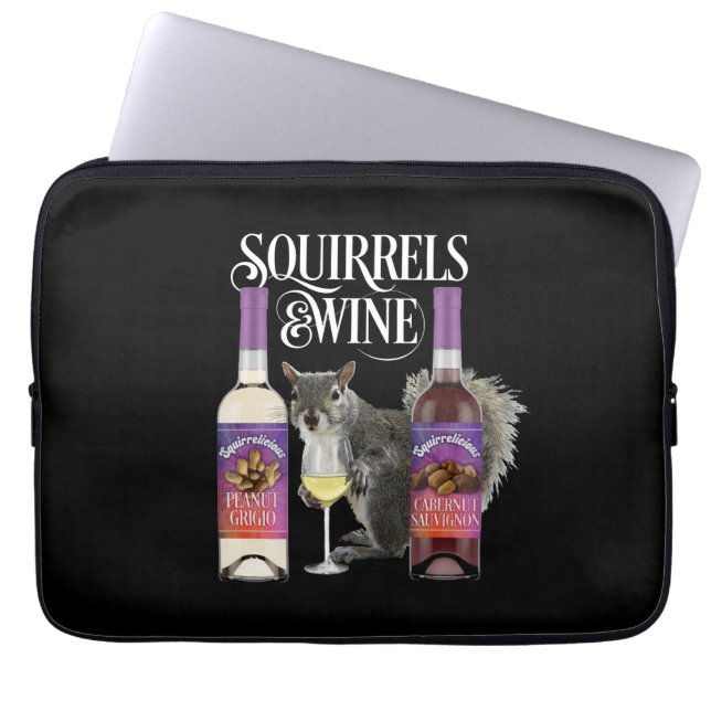 Eekhoorntjes en wijn - Funny Squirrel Lover en Win Laptop Sleeve (Voorkant)