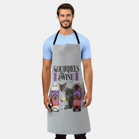 Eekhoorntjes en wijn - Funny Squirrel Lover en Win Schort (Gedragen)