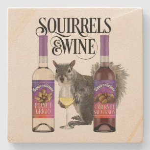 Eekhoorntjes en wijn - Funny Squirrel Lover en Win Stenen Onderzetter
