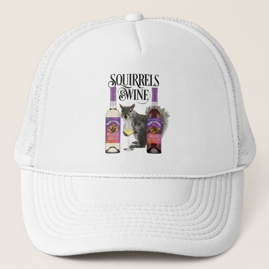 Eekhoorntjes en wijn - Funny Squirrel Lover en Win Trucker Pet (Voorkant)