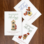 Eekhoorntjes in een vogelnestje - fotocollage kers feestdagenkaart