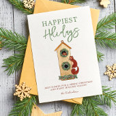 Eekhoorntjes in een vogelnestje - fotocollage kers feestdagenkaart