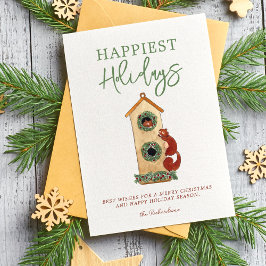 Eekhoorntjes in een vogelnestje - fotocollage kers feestdagenkaart