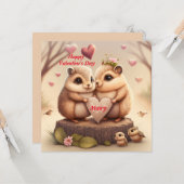 Eekhoorntjes in liefde kaart (Voorkant / Achterkant in situ)