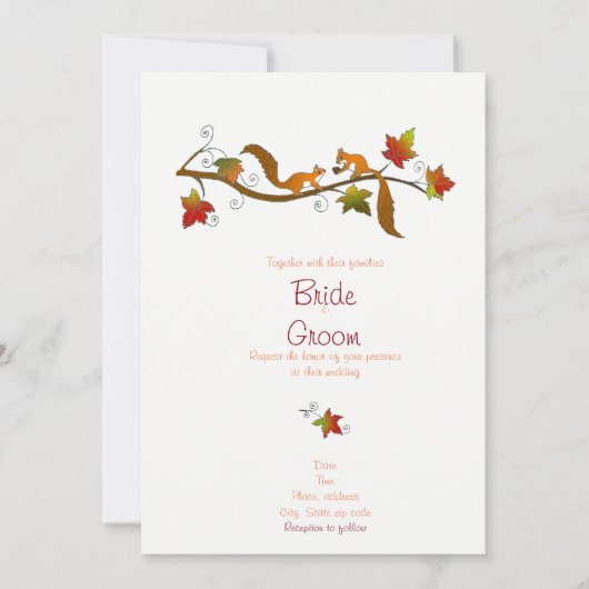 Eekhoorntjes in liefde: Valle trouwuitnodiging Kaart (Voorkant)