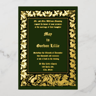Eekhoorntjes Konijn & Eikenblad Grens Bruiloft Folie Uitnodiging