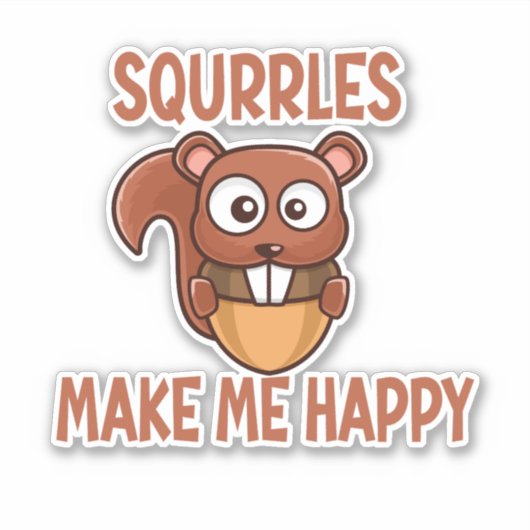 Eekhoorntjes maken me blij met de  eekhoorn sticker (Voorkant)